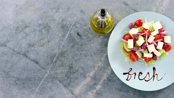 Salad with text in plate