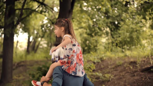 Father's Day. Carefree Dad With Preschool Daughter Enjoy Activity Together. Happy Family.