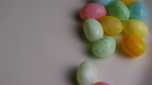 Rotating shot of colorful Easter jelly beans 