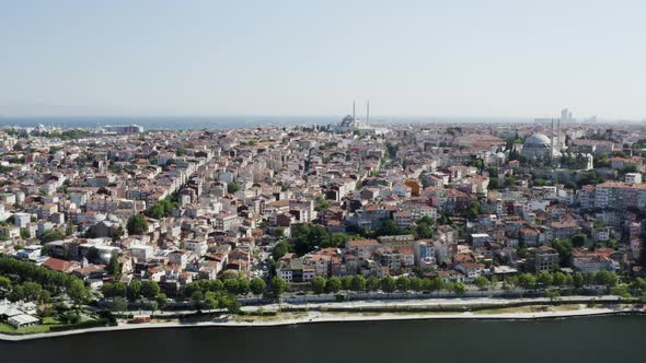 City Buildings And Traffic Aerial View