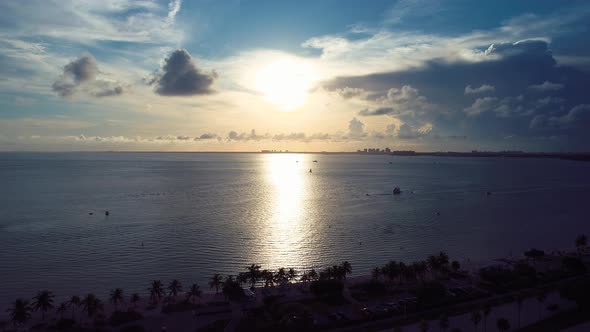 Aerial landscape of coast city of Miami Florida United States