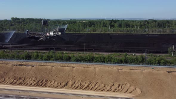 Large bucket wheel excavators in Hambach opencast lignite mine near Düren