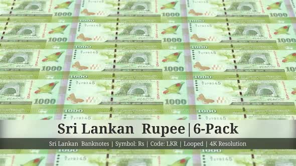 Sri Lankan Rupee | Sri Lanka Currency - 6 Pack | 4K Resolution | Looped