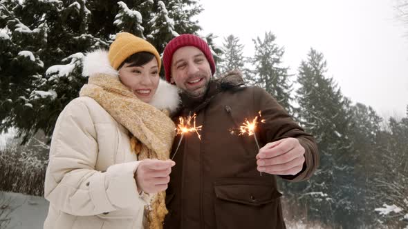 Spouses with Bengal Lights in Winter