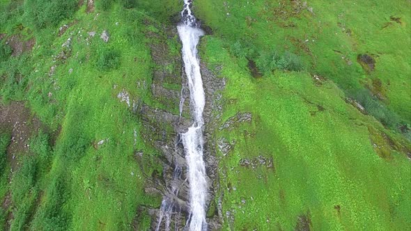 Aerial view of small waterfall