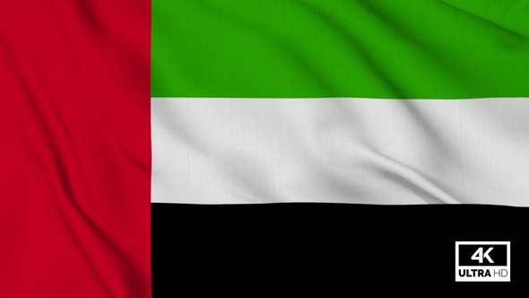 United Arab Emirates Flag Waving Slowly Looped