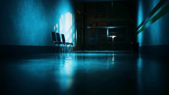 Empty Dark Hospital Laboratory Corridor alt