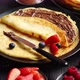 Delicious Chocolate Homemade Pancakes on Black Ceramic Plate - VideoHive Item for Sale