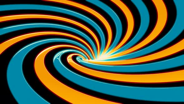 Abstract Background with Animated Hypnotic Hurricane of Blue and Orange Stripes