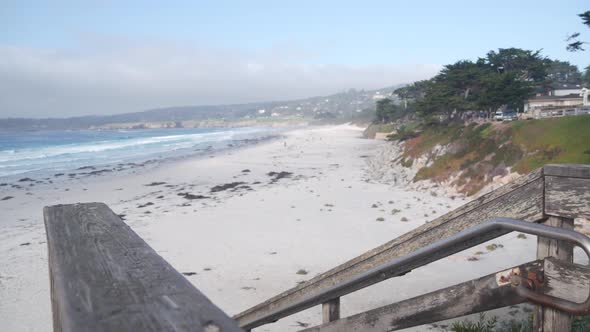 Ocean Sandy Beach California Coast Sea Water Wave Crashing