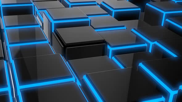 Blue Neon Cube