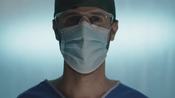 close-up doctor with mask in hospital