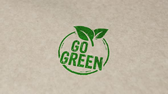 Go green and eco friendly symbol stamp and stamping animation
