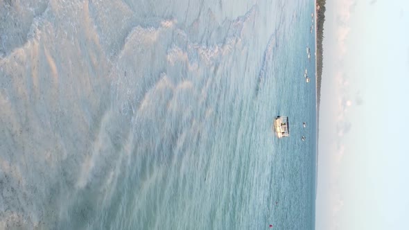 Vertical Video of the Coast of Zanzibar Island Tanzania Slow Motion