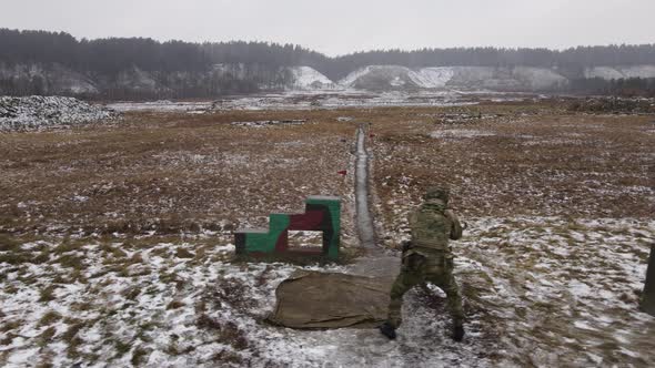 Shooter Is Practicing Target Shooting