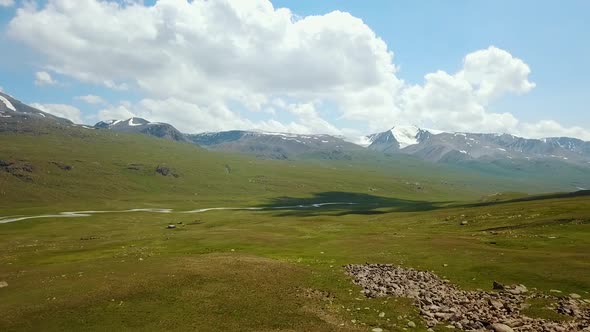 Western Kyrgyzstan Pamir Mountains Landscape. Aerial Dron Shoot.