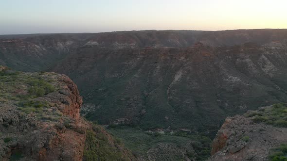 Sunset at Charles Knife Canyon, Cape Range National Park, Exmouth, Western Australia 4K Aerial Drone