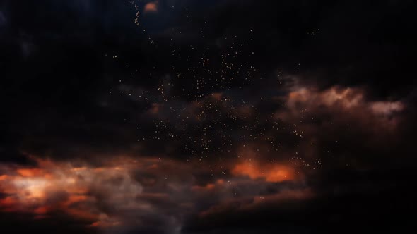 Firework display against sky and cloud 4k