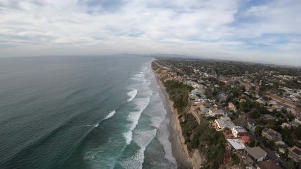 Beacon Beach Encinitas California Usa Aerial View Flying North In Helicopter Along Coast