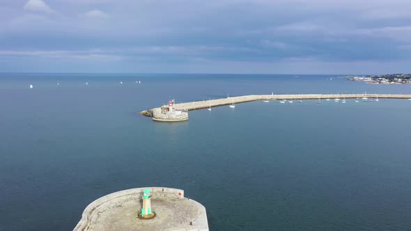 Aerial View of Sailing Boats, Ships and Yachts in Dun Laoghaire Marina Harbour, Ireland