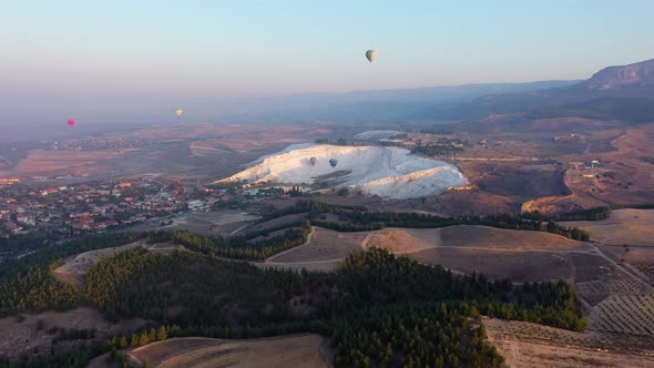 Pamukkale Landscape View From Drone