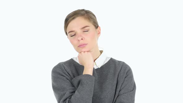 Young Woman on White Ba White Background