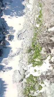 Vertical Video of Low Tide in the Ocean Near the Coast of Zanzibar Tanzania