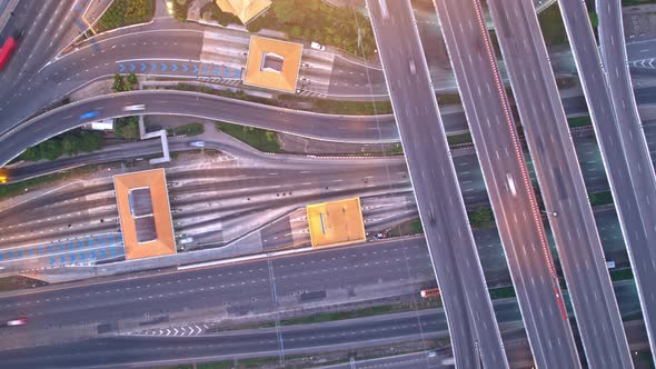 4K UHD : Stunning Aerial time lapse in motion drone shot of freeway and interstate traffic