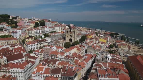 4K drone footage of Lisbon in Portugal