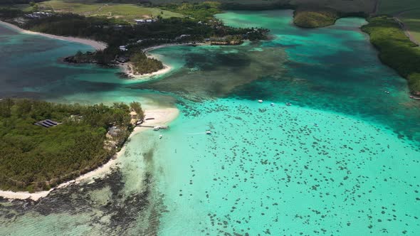 A Bird's-eye View of the Beautiful Coral Reef of Mauritius.amazing Coral Reef and Blue Lagoon on the