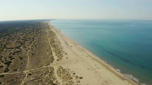 Large Sand Beach In The Morning In Viareggio Italy