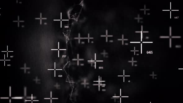 Abstract animation of gun sights and plexus on a black background