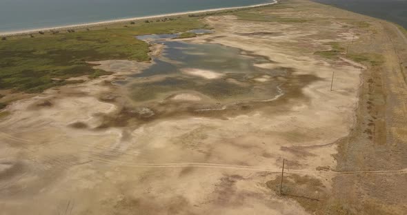 Aerial View of Tuzly Estuary National Nature Park Near By Black Sea Coast, Ukraine