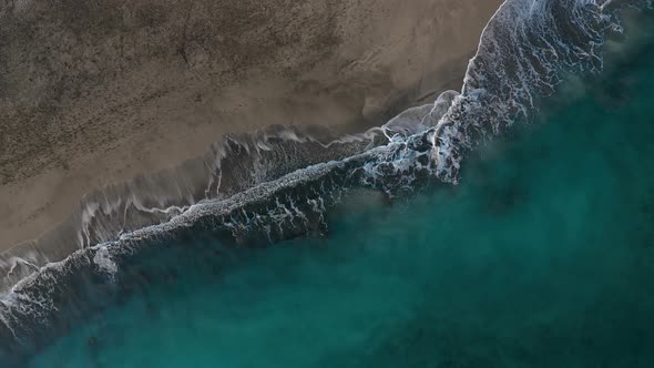 Top View of the Desert Black Beach on the Atlantic Ocean. Coast of the Island of Tenerife. Aerial