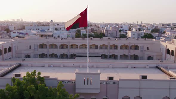 Aerial View of School and Oman Flag in Muscat