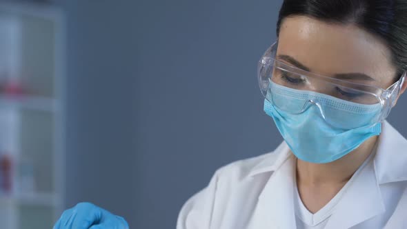 Female Scientist Holding White Rat in Hand, Animal Laboratory Testing, Discovery