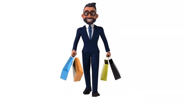 Fun 3D cartoon illustration of an indian businessman with alpha channel included