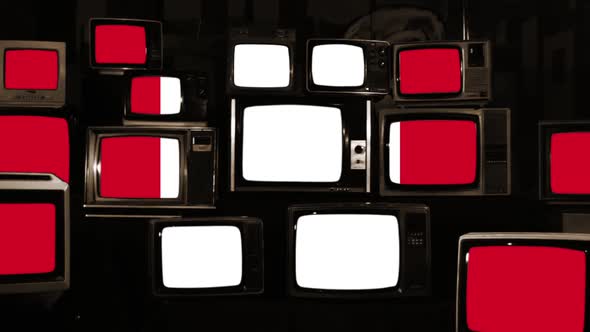 Flag of Peru and Retro TVs.