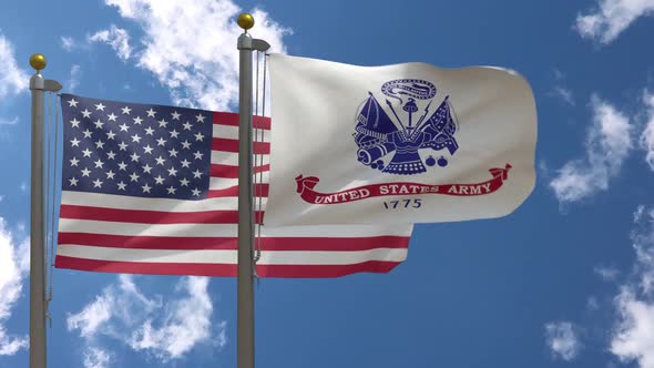 Usa Flag Vs United States Army Flag On Flagpole