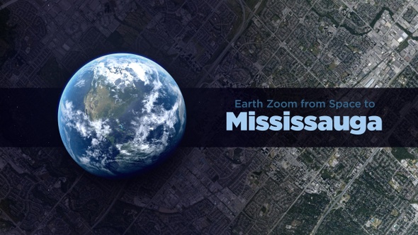 Mississauga (Ontario, Canada) Earth Zoom to the City from Space