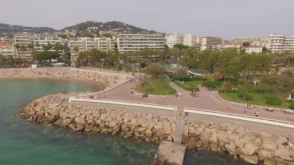 Aerial View of Cannes Beach and Coastline, South of France