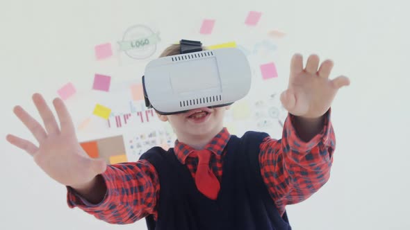 Boy using virtual reality headset