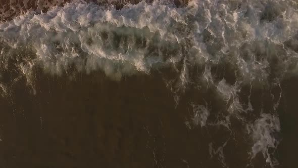 Aerial Drone View of Tropical Beach Ocean Waves Reaching Shore