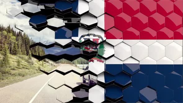 Dominican Republic Flag Hexagon Transition - 4K Resolution