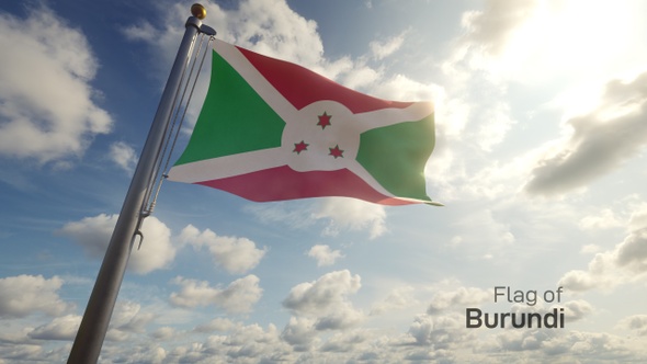 Burundi Flag on a Flagpole