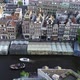 Aerial view of famous Amsterdam canal in Netherlands in 4K. Party boats and typical dutch houses - VideoHive Item for Sale