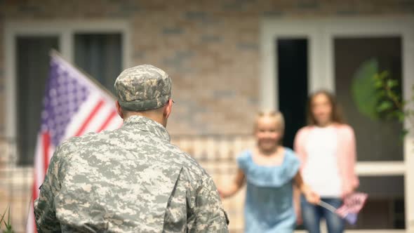 Daughter Running to Embrace Father Soldier