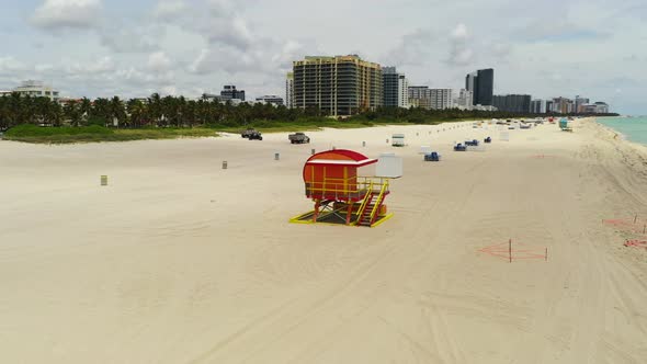Aerial Video Lifeguard Tower Miami Beach Closed Due To Coronavirus Covid 19