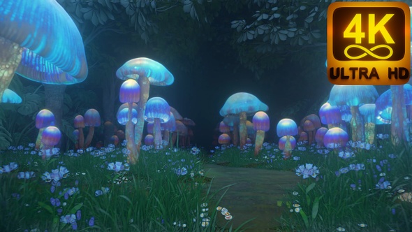 Psychedelic 3D dancing in the forest magic mushrooms 120 bpm trippy psilocybin mushroom 4K Vj loop
