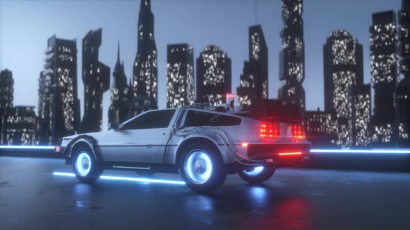 Sci-Fi Cyberpunk Delorean Background